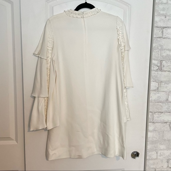 Alexis Marianne Dress in Ivory ruffle tiered sleeve high neck medium m - Picture 8 of 11